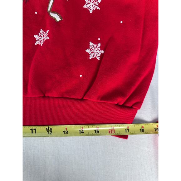 VTG Holiday Time 90s Womens M Oversized Tacky Christmas Bear Sweatshirt Wreath - Picture 7 of 11